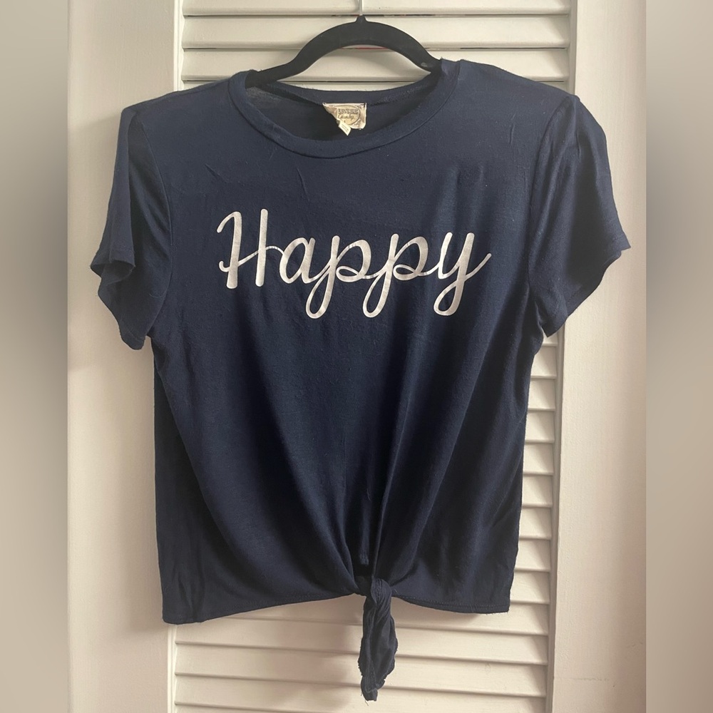 Dirtee Laundry Super Soft Cropped Tie Front Tee Size Small-Positive Quotes